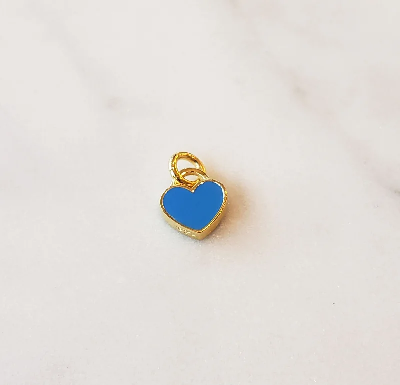 Blue Mini Enamel Heart Charm