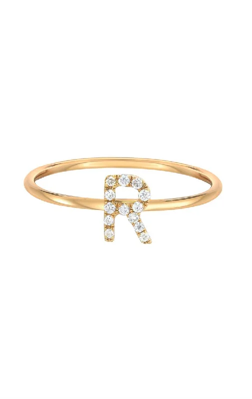 Diamond initial 14k ring