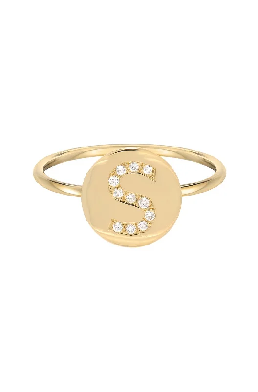 Diamond Initial Disc Ring