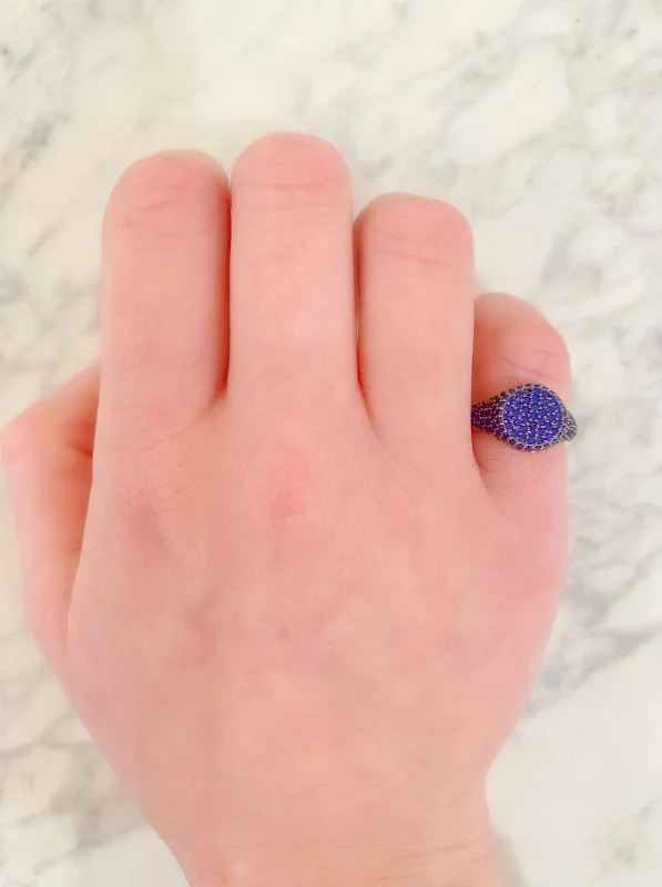 Navy Signet Pinky Ring