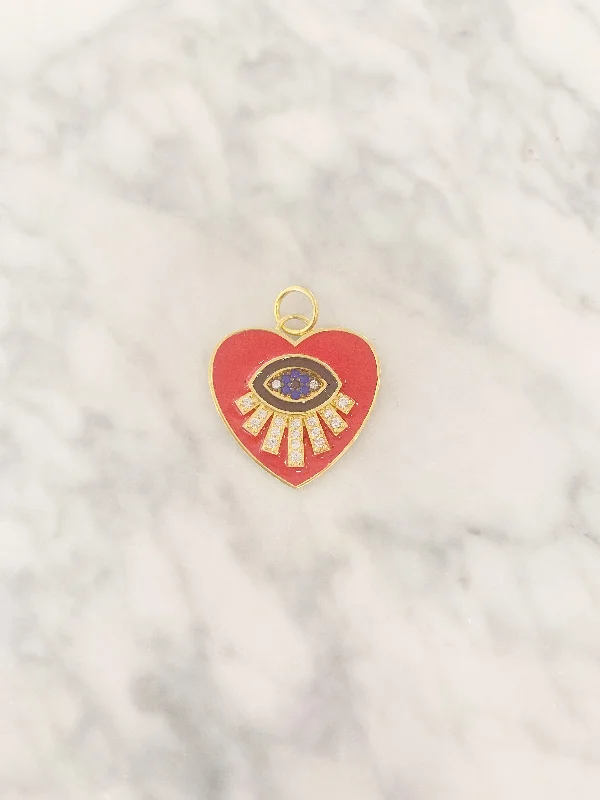 Red Guardian Eye Heart Charm