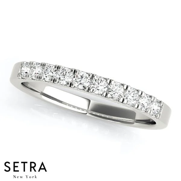 7 STONE ROUND CUT DIAMONDS WITH BAND 14K GOLD RING