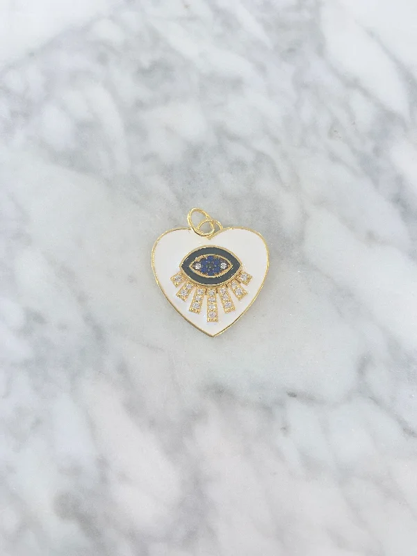 White Guardian Eye Heart Charm