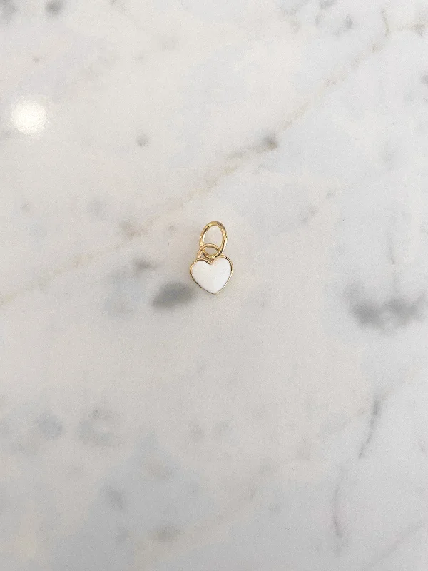 White Mini Enamel Heart Charm