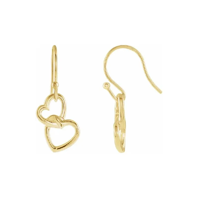 Gold Interlocking Heart Dangle Earrings