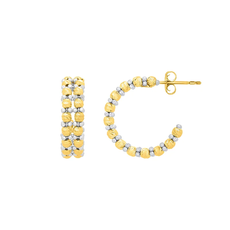 14K Gold Pallina Bead TT Hoops