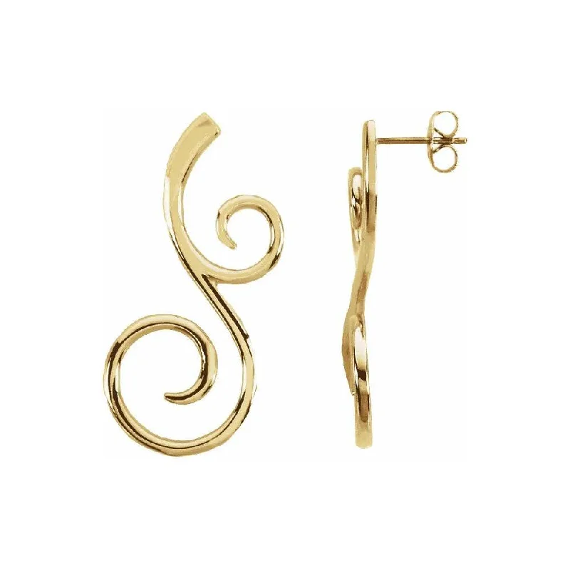 Dainty Gold Scroll Dangle Earrings