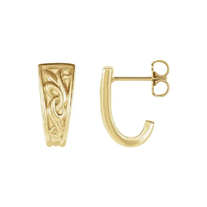 Gold Vintage-Style J-Hoop Earrings