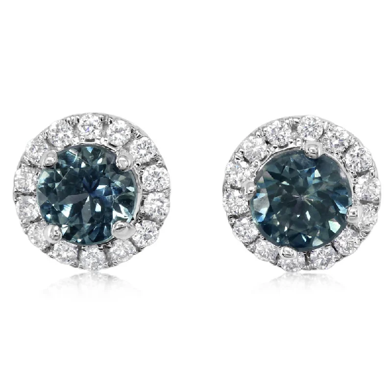 14K White Gold Montana Sapphire Earrings