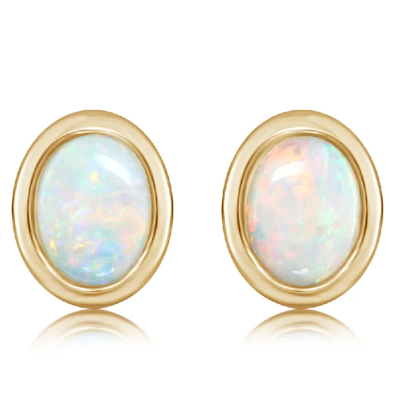 14K Yellow Gold Australian Opal Earrings