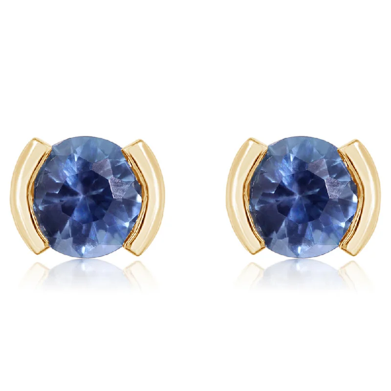 14K Yellow Gold Blue Topaz Earrings