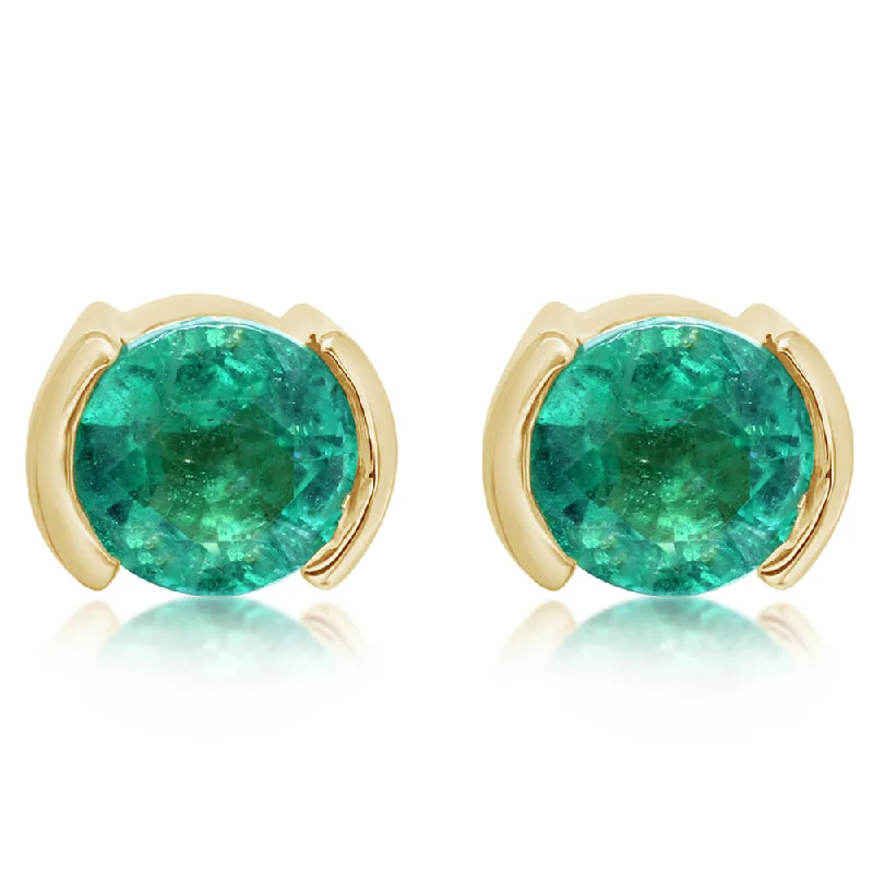 14K Yellow Gold Brazilian Emerald Earrings