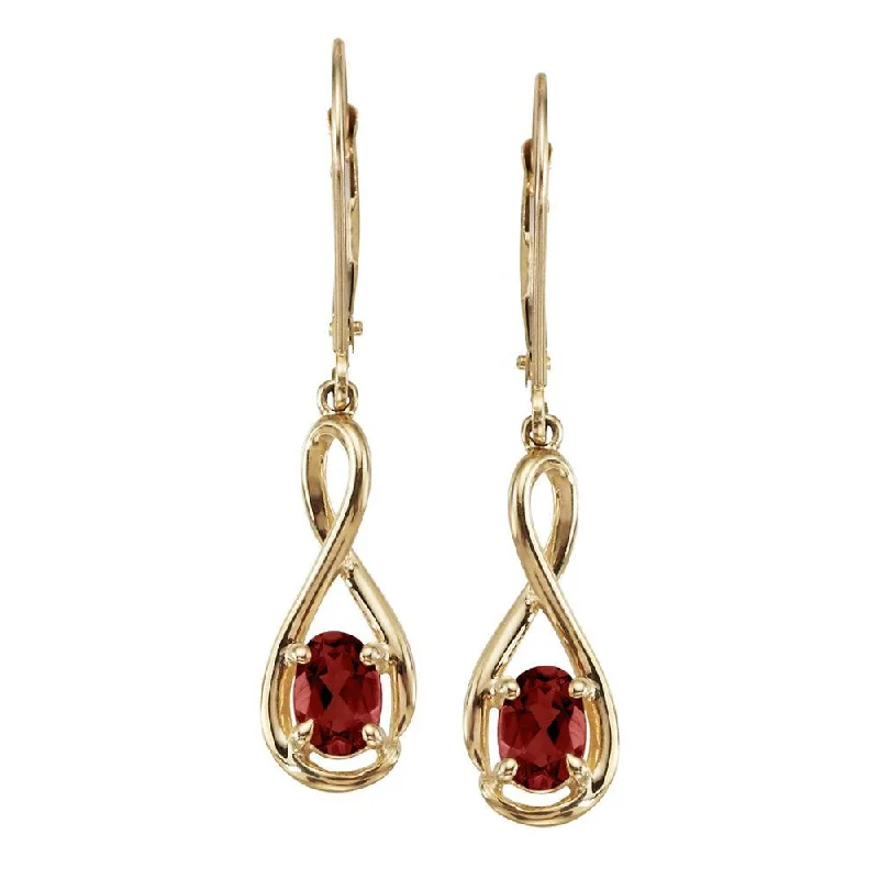 14K Yellow Gold Garnet Earrings