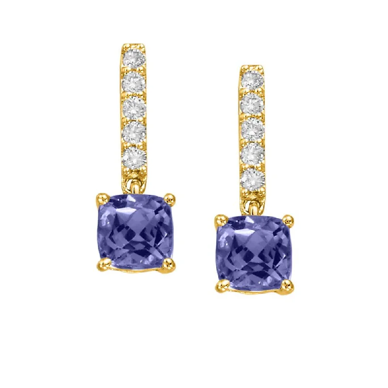 14K Yellow Gold Montana Sapphire/Diamond Earrings