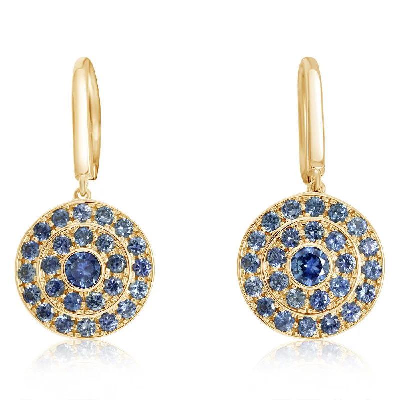 14K Yellow Gold Montana Sapphire Earrings