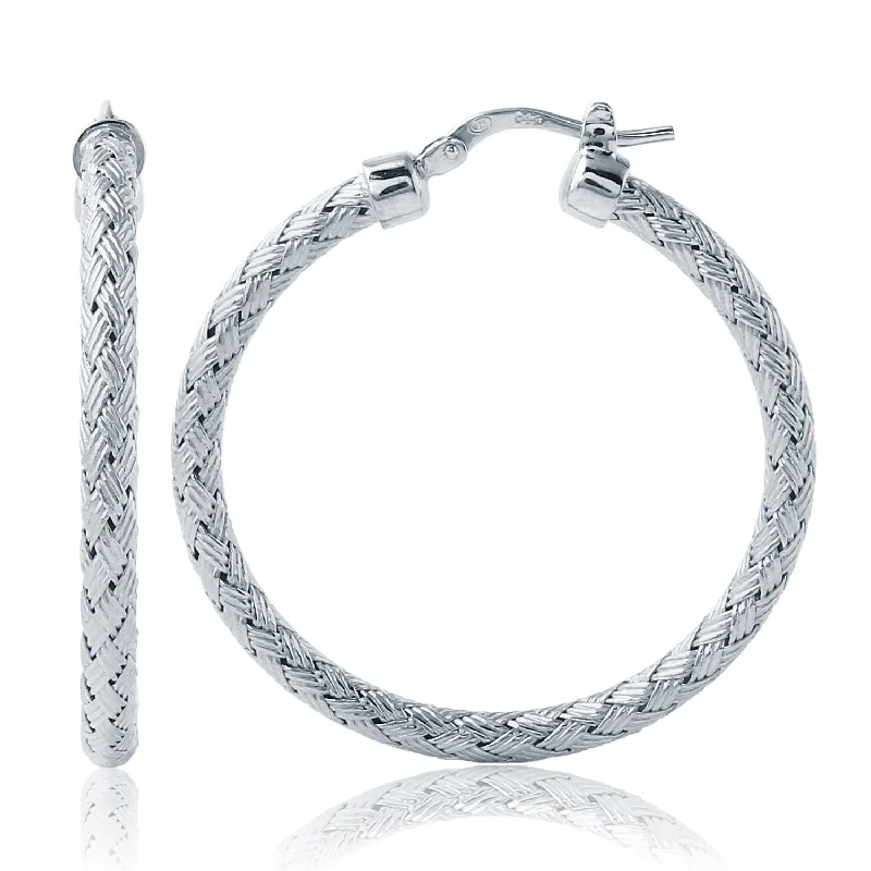 3mm Mesh Round Hoop Earrings