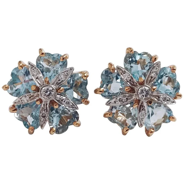 Blue Topaz Diamond Mini Sand Dollar Earrings