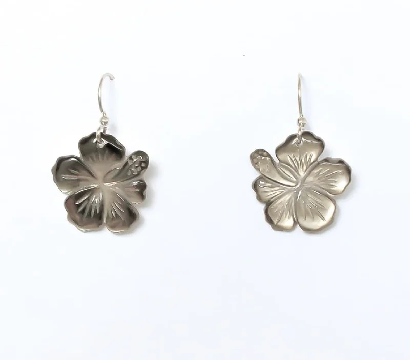 Carved Hibiscus Earrings