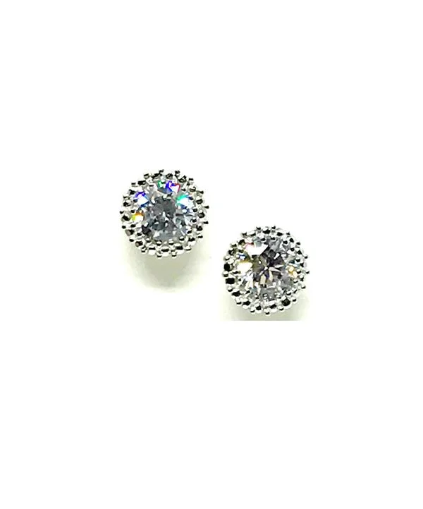 Stud Earring: Round CZ Sterling Silver (EP4656C)