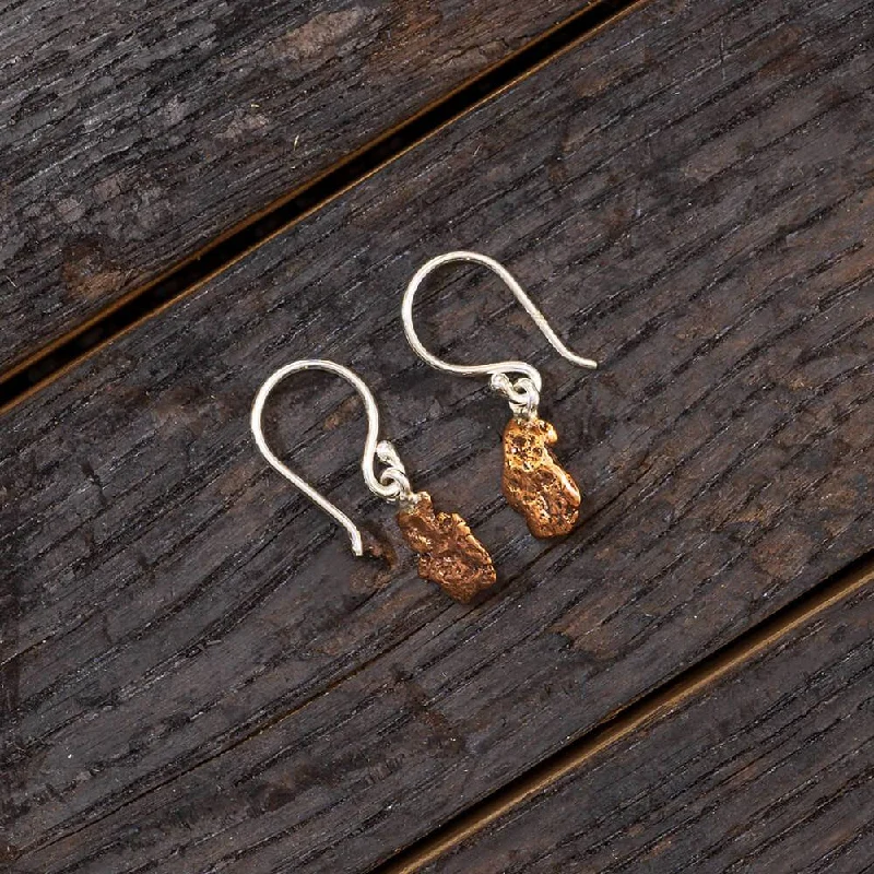 Copper Dangle Earrings with Silver Hooks