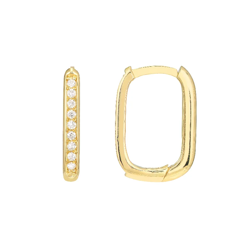 Diamond Channel 12mm Hoop Earrings