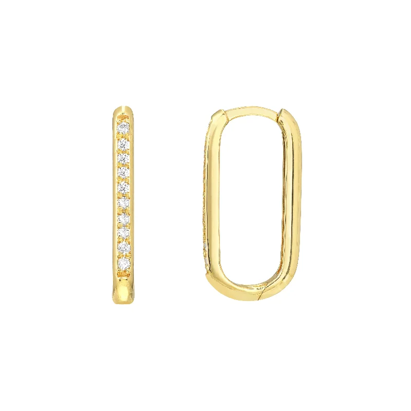 Diamond Channel 17mm Hoop Earrings