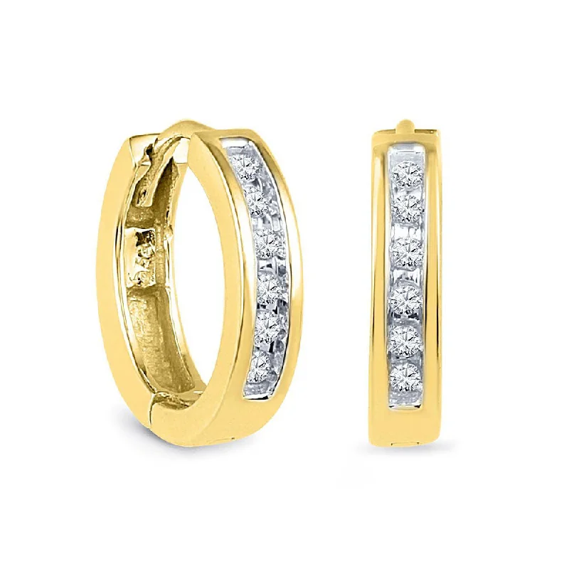 Diamond Hoop Earrings, Sterling Silver or Gold