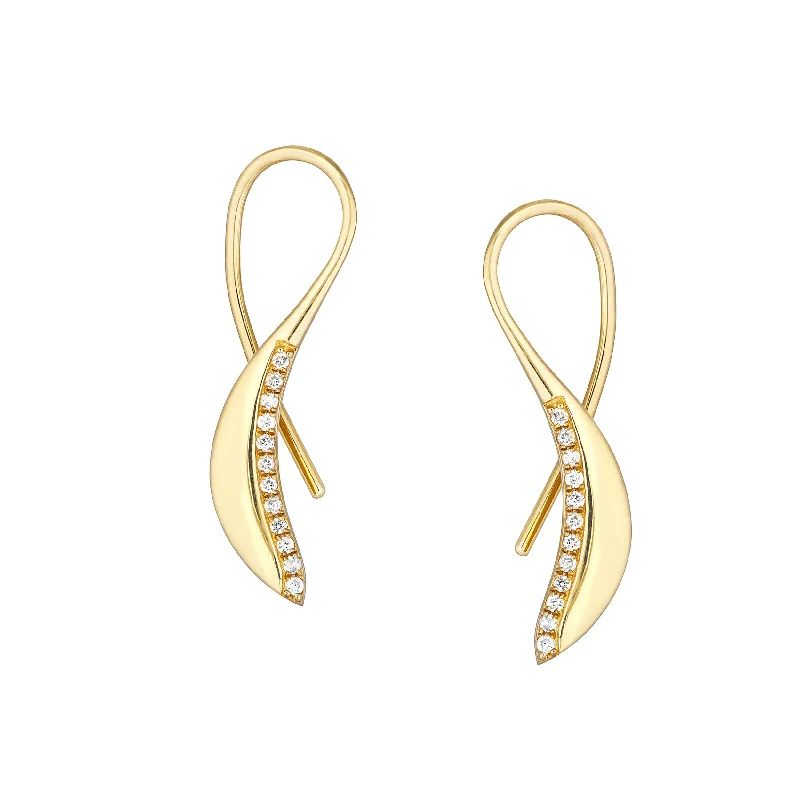 Diamond-Lined Wire Threader Earrings