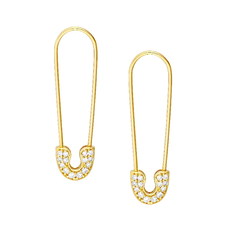 Diamond Safety Pin Threader Earrings