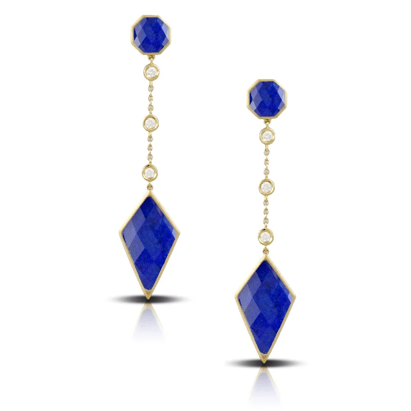 Doves - 18K Diamond & Lapis Earrings