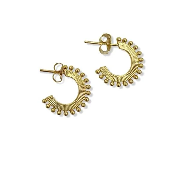 Granulated And Textured Semi Hoop Post Earring  (EGHP4406)