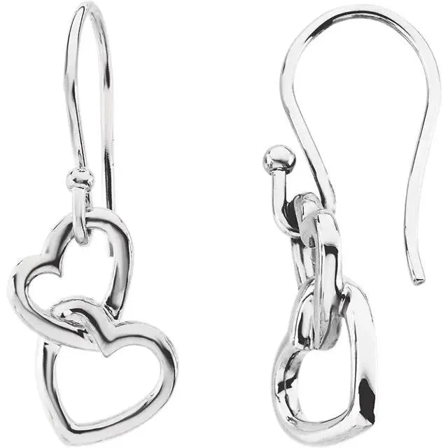 Heart Earrings made of Sterling Silver, Dangle Earrings-ST7016