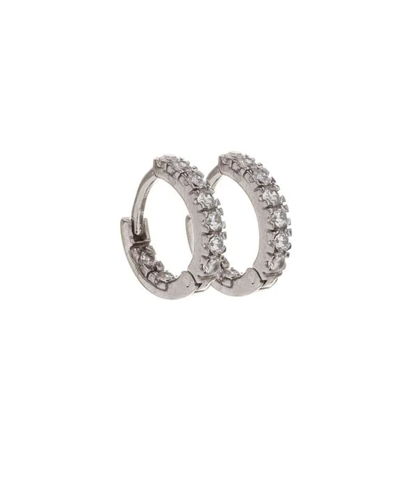 Micro Pave Earring: Huggies Silver (EH455)