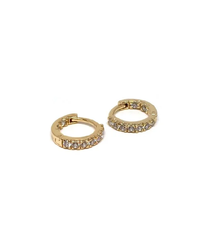 Micro Pave Earring: Huggies Gold Vermeil (EGH455)