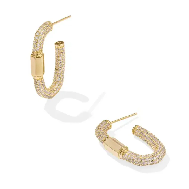 Kendra Scott | Emery Gold Hoop Earrings in White Crystal