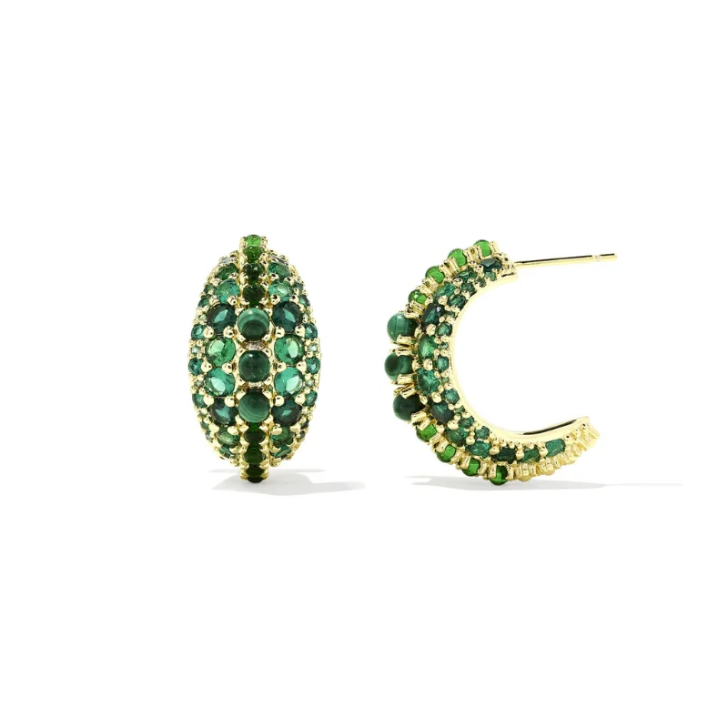 Kendra Scott | Krista Gold Hoop Earrings in Green Mix