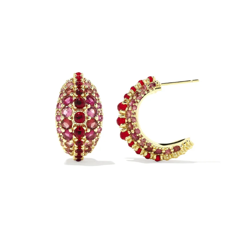 Kendra Scott | Krista Gold Hoop Earrings in Red Mix