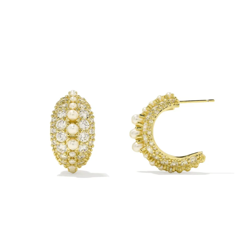 Kendra Scott | Krista Gold Hoop Earrings in White Mix