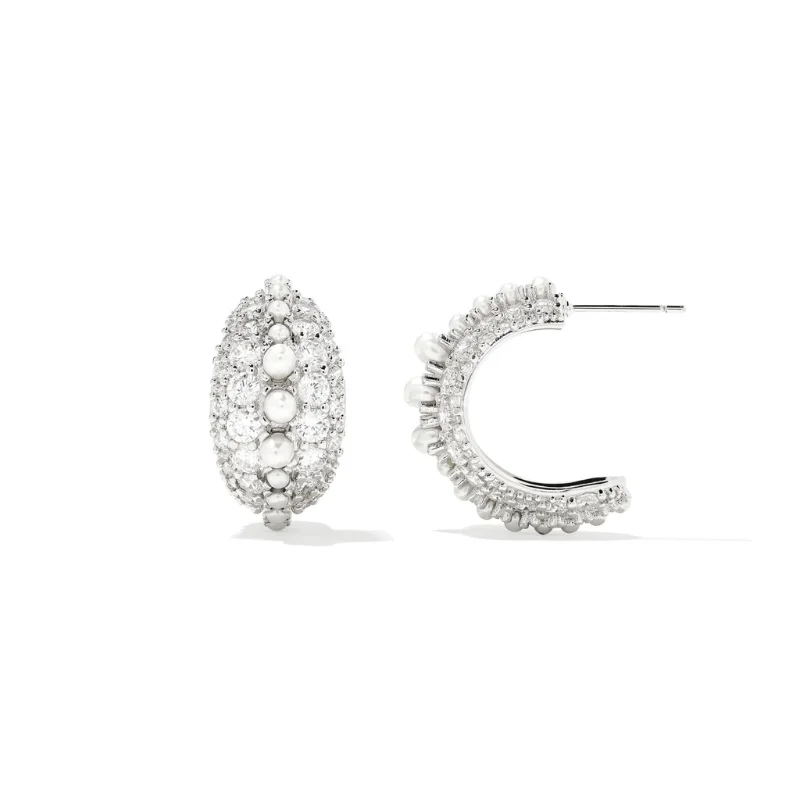 Kendra Scott | Krista Silver Hoop Earrings in White Mix