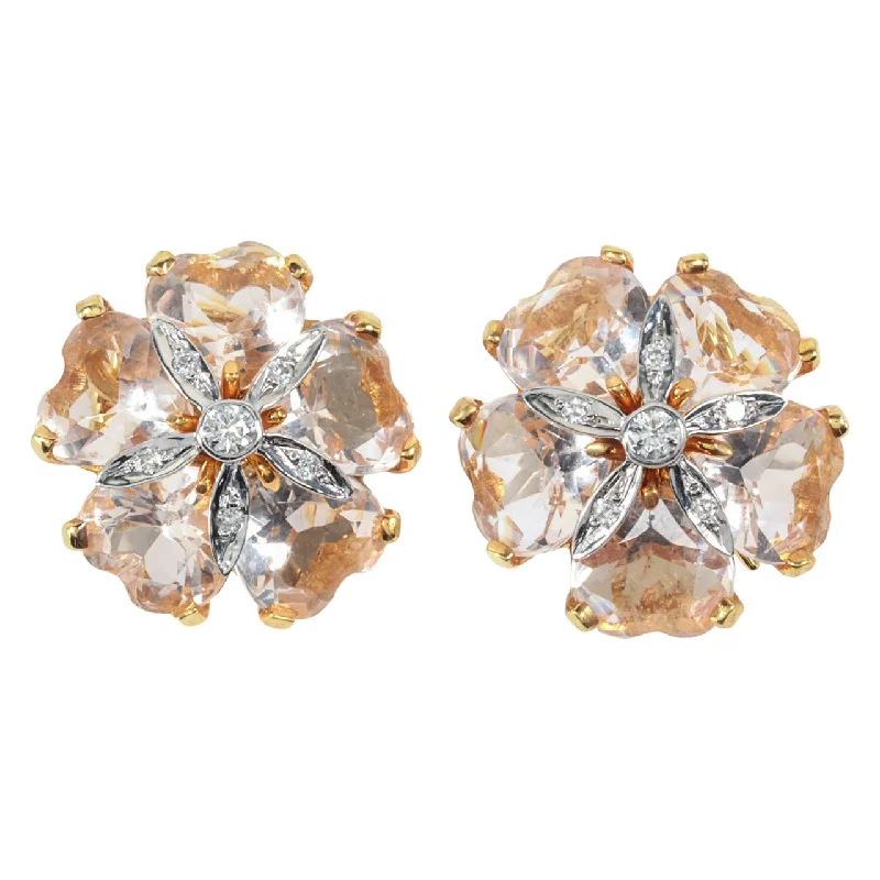 Kunzite Yellow Gold Sand Dollar Earrings