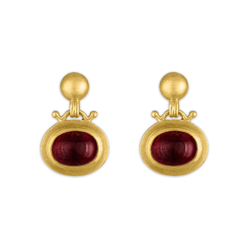 Large Garnet Bell Earrings