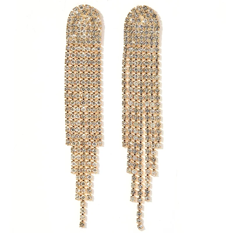 Linny Co | Carrie Gold Tone Crystal Fringe Earrings