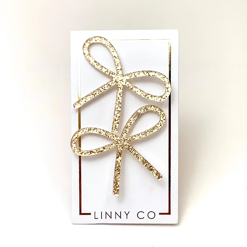 Linny Co | Lola Bow Earrings in Gold Glitter