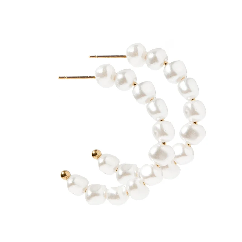 Linny Co | Tinsley Gold Tone Pearl Hoop Earrings