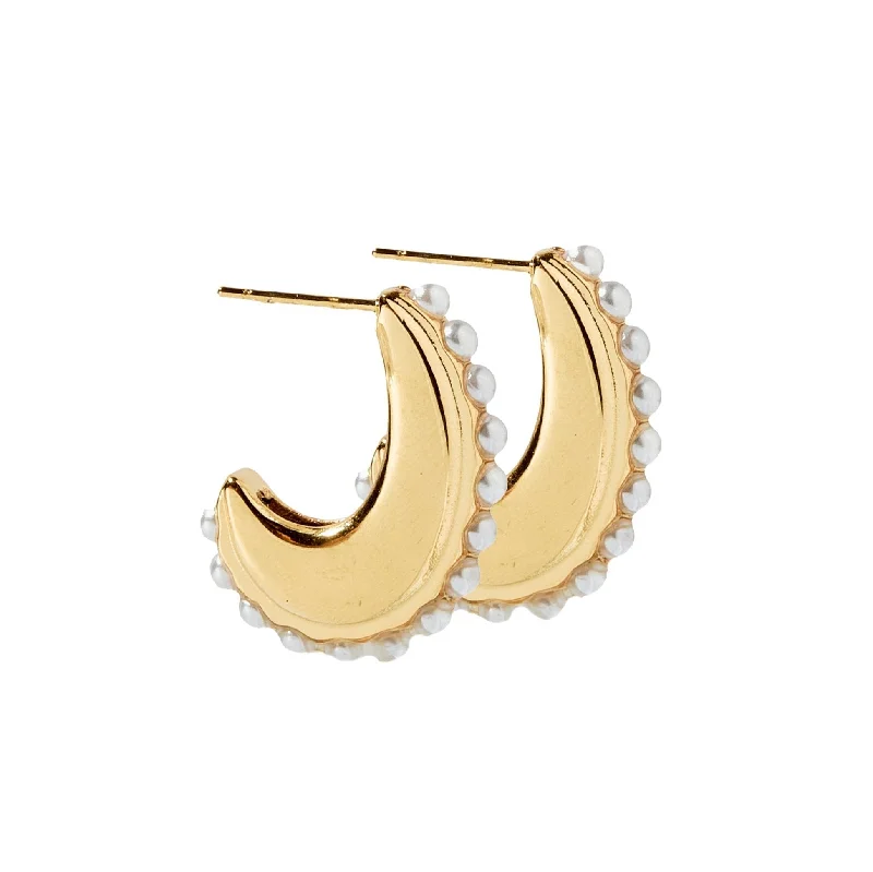 Linny Co | Wren Hoop Earrings with Pearl Outline