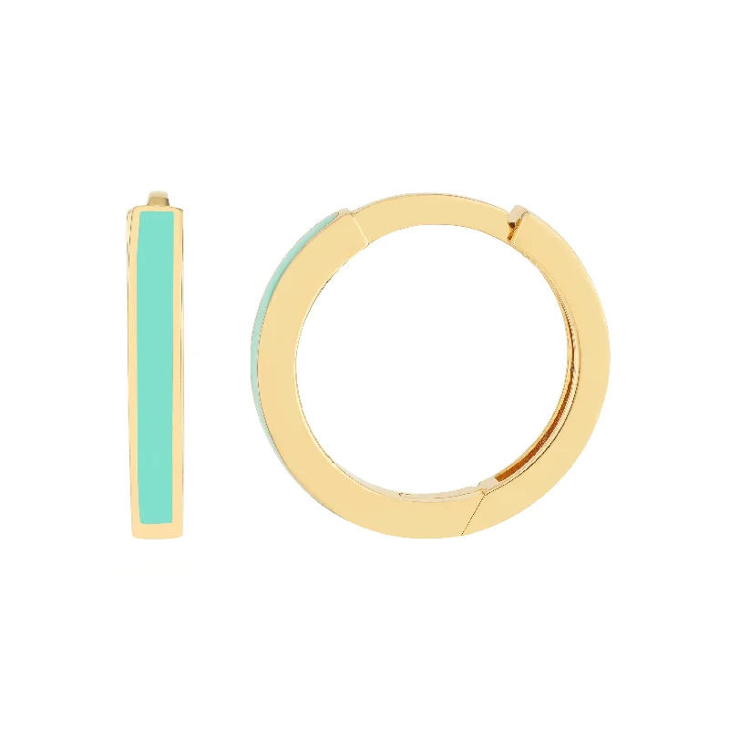 Lt Turquoise Enamel Baby Hoop Earrings