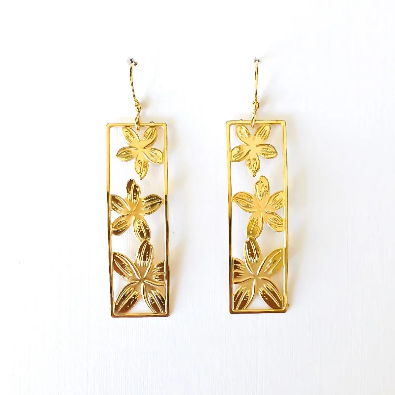 Rectangle Plumeria Earrings