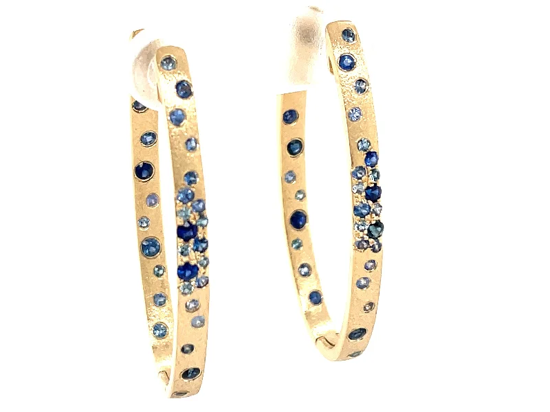 Sapphire Oval Hoop Earrings