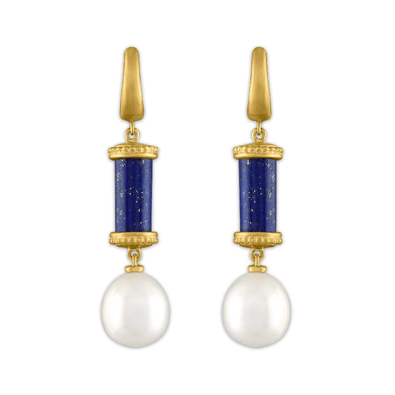 Short Laurel Tropaion Lapis Earrings