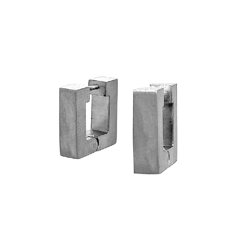 Small Stainless Steel Huggie Earrings - "Flat Square"